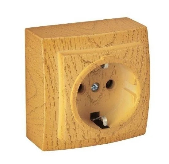 Розетка 1м ОУ с/з Themis дуб