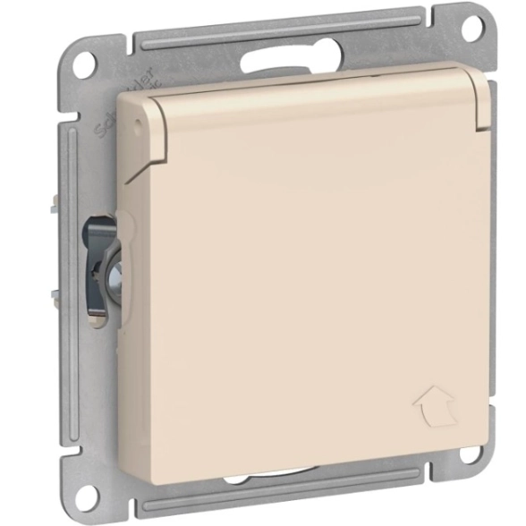 Розетка ATLASDESIGN с/з с крыш 16А мех бежевый