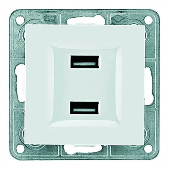 Розетка PRF Tesla Ultra 2СП USB белая мех+накл 920148