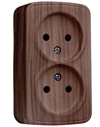 Розетка 2м б/з 10А ОУ тем.дерево EKF Минск