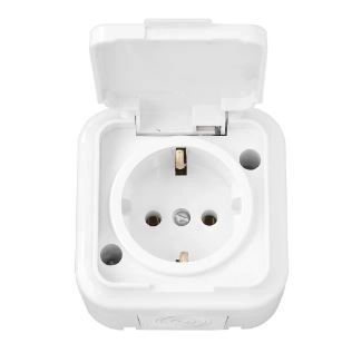 Розетка Минск 1-я с/з с/кр белый ОП РА16-214 IP54