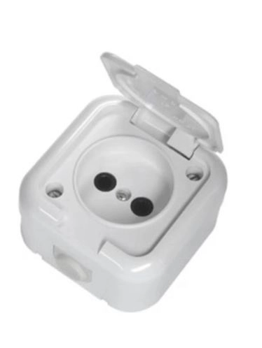 Розетка Минск 1-я б/з с/кр белый ОП РА16-236 IP54