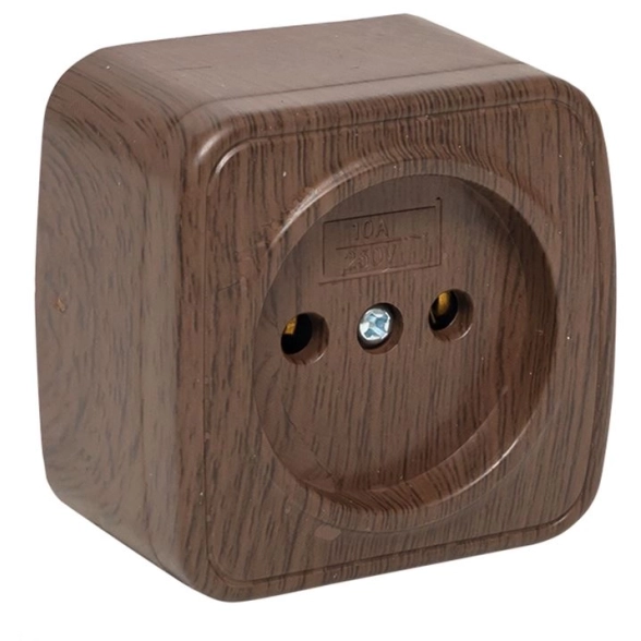 Розетка 1м б/з 10А ОУ тем.дерево EKF Минск