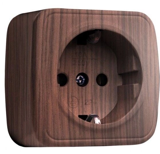 Розетка 1м с/з 16А ОУ тем.дерево EKF Минск