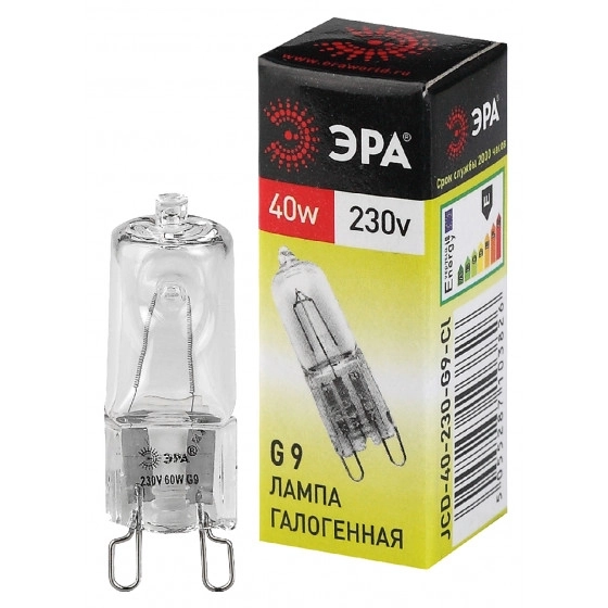 Лампа ЭРА JCD 40W 230V G9 прозрачная