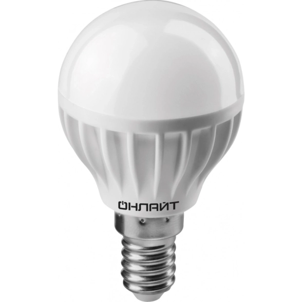 Лампа ОНЛАЙТ LED OLL-G45-8-230-6.5K-E14 шар