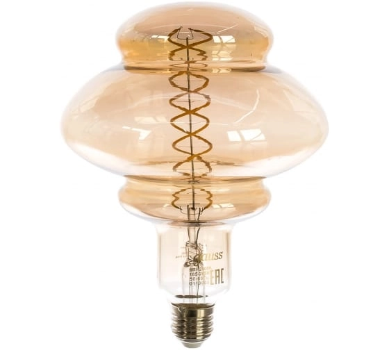 Лампа Gauss LED Filament BD160 8W E27 2400K grey flexible