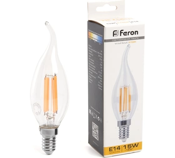 Лампа Feron LED LB-718 15W E14 2700K 230V прозрачная