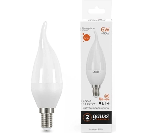 Лампа Elementary Candle Tailed LED 6W E14 2700K свеча н/в