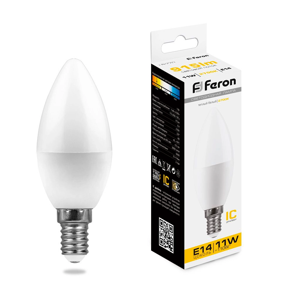 Лампа Feron LB-770 11W E14 С37 2700K