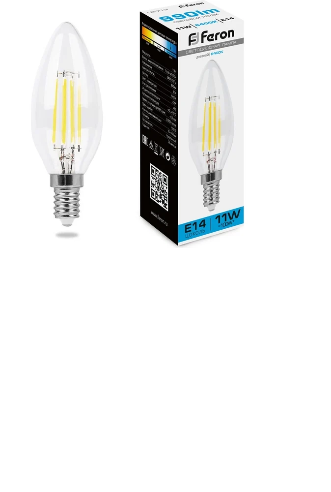 Лампа Feron LB-713 11W E14 6400K прозрачная