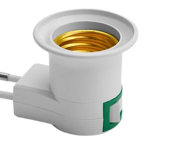 Патрон-переходник Feron LH61 E27 с/выкл белый 39х64мм