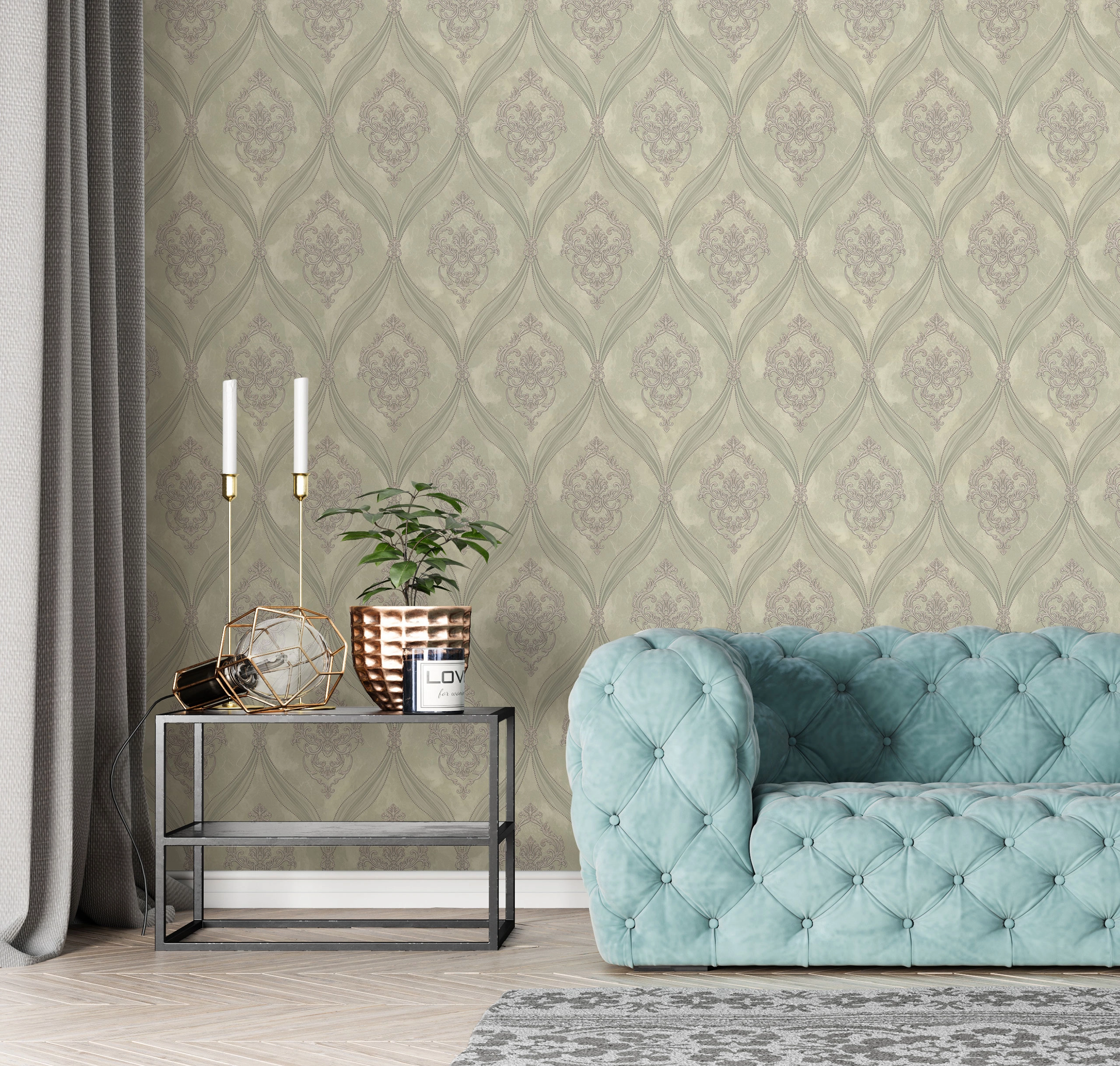 Обои флизелиновые Euro Decor 7294-04 Matilda зеленые 1.06x10м-image-2