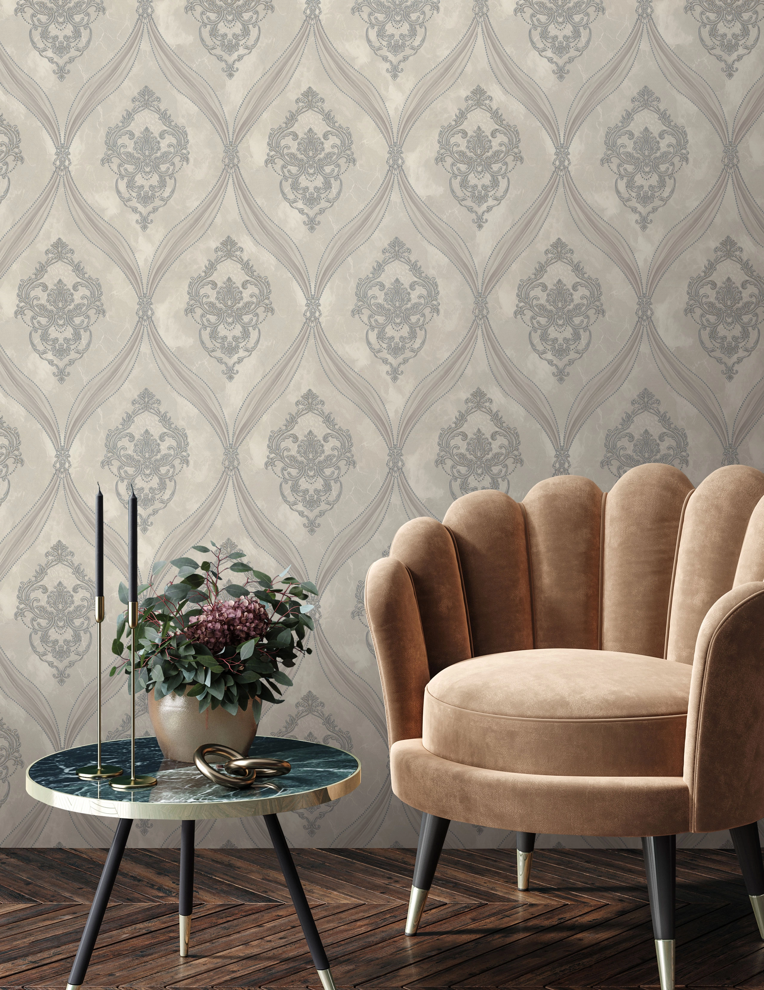 Обои флизелиновые Euro Decor 7294-17 Matilda бежевые 1.06x10м-image-2