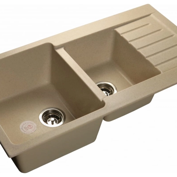 Мойка Granfest GF-P980KL 980х510мм 2 чаши с крылом, бежевый ZZ