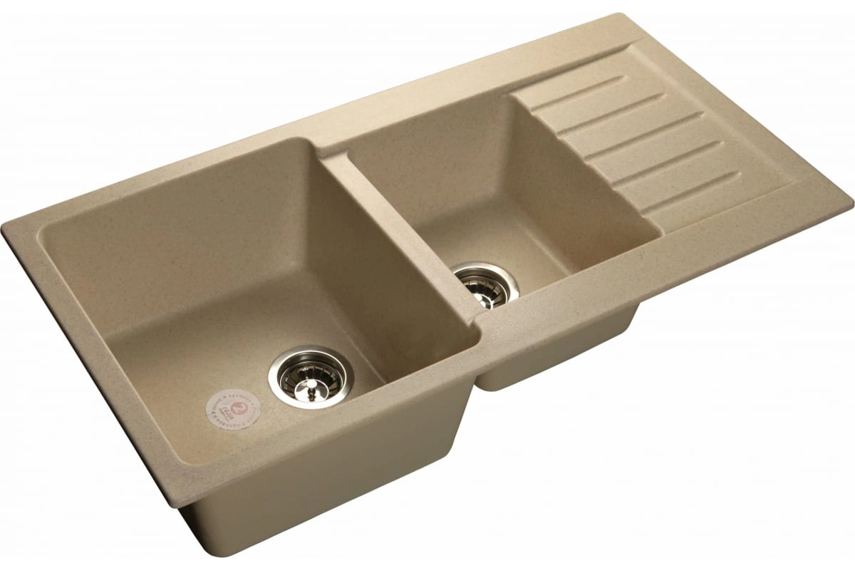 Мойка Granfest GF-P980KL 980х510мм 2 чаши с крылом, бежевый ZZ