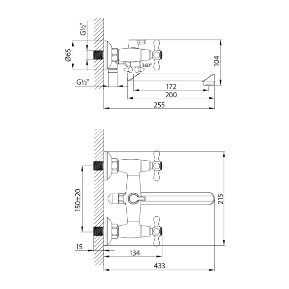 Смеситель для ванны Lemark Standard LM2113C хром-image-1
