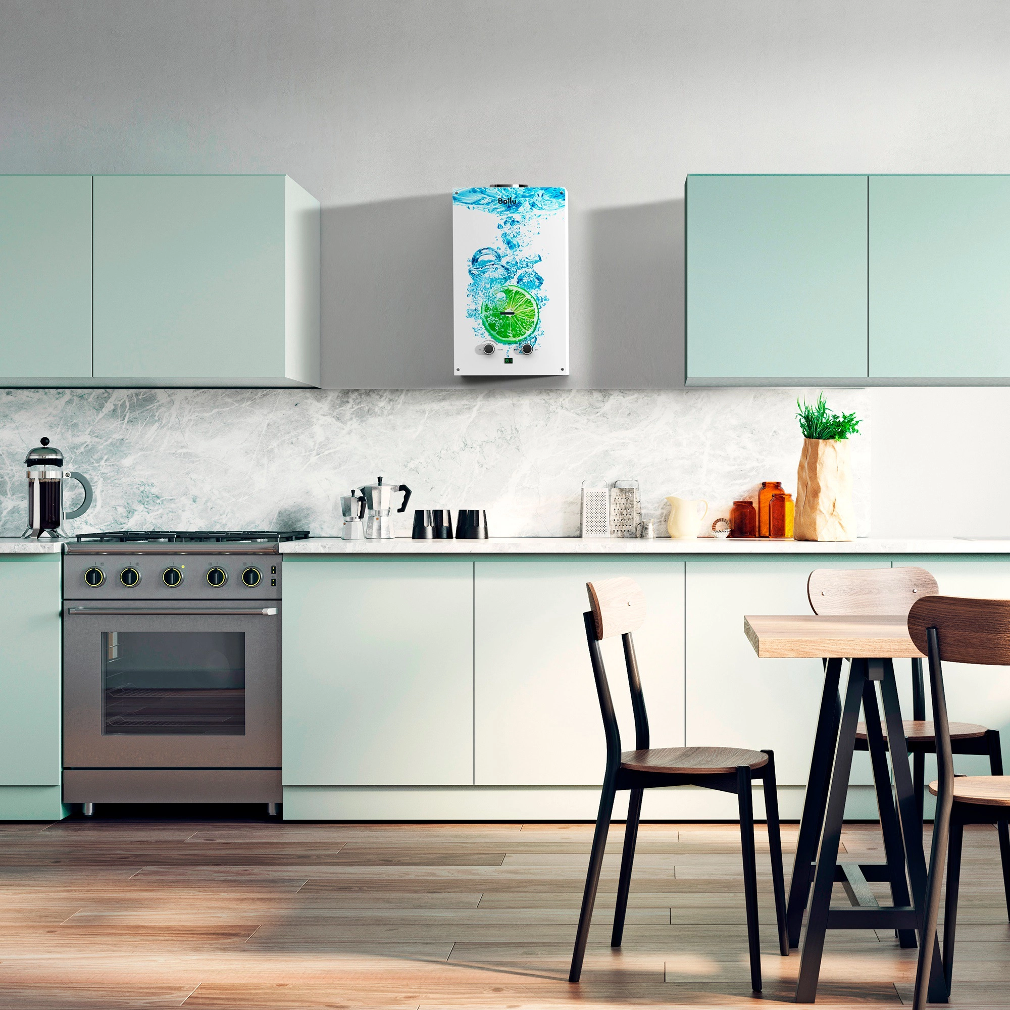 СО Колонка газовая Ballu GWH 10 Fiery Glass Lime-image-10