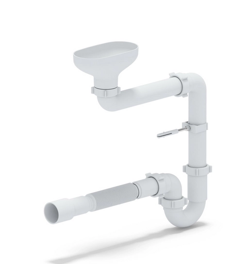 Сифон прямоточный смещенный с разрывом струи, с гибкой трубой Ани 1 1/2*40 DR5015