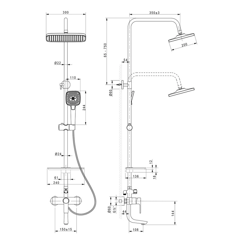 Душевая система ДВ LEMARK AURA LM0662CH-image-1