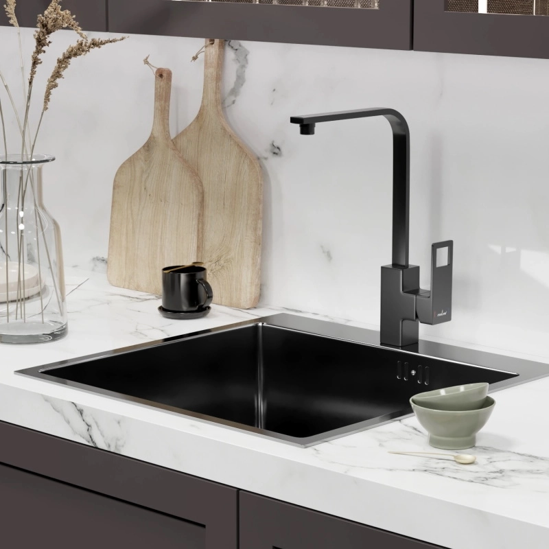 Смеситель для мойки Mixline 35k ML34-032 Solo Black черный с высоким изливом-image-3