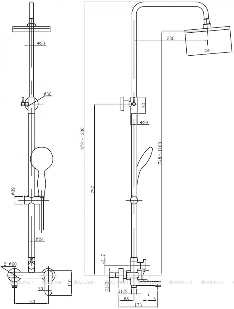 Душ. колонна Aquanet Passion S3 AF300-72-S-B 261839-image-1