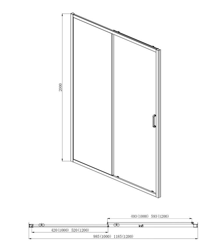 Душевая дверь Aquatek 100*200 AQ ARI RA 10020GM оруж.сталь ст.прозрач-image-2
