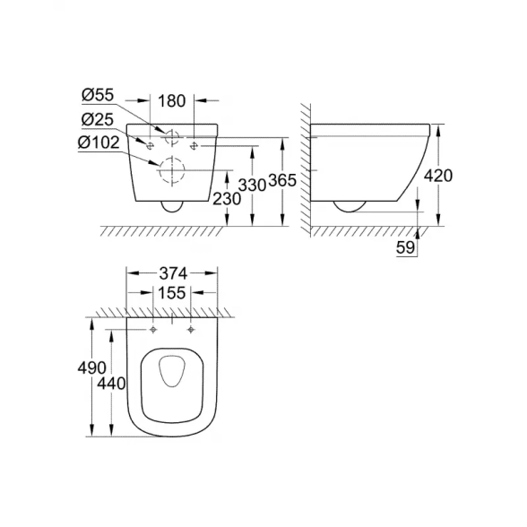 Унитаз подвес. Гроэ (Grohe) Евро Керамик 39206000 альпин-белый-image-1