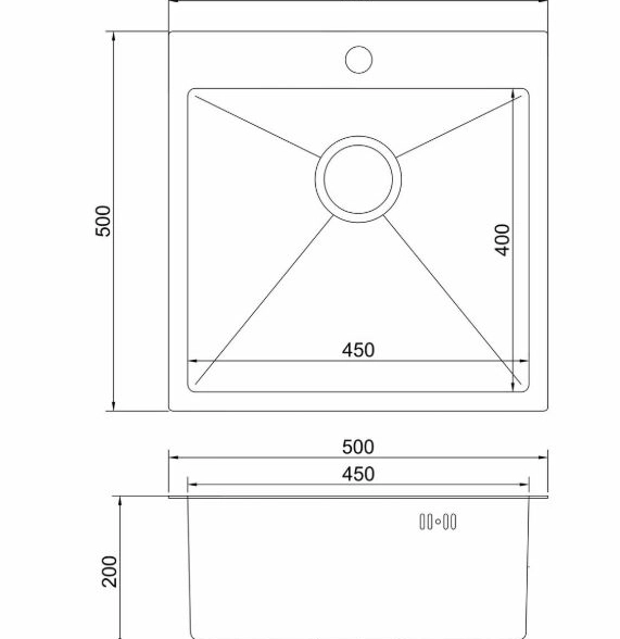 Мойка наст.монтаж Mixline Pro 50*50 вып 3 1/2 сиф. сатин НАНО декор-image-1