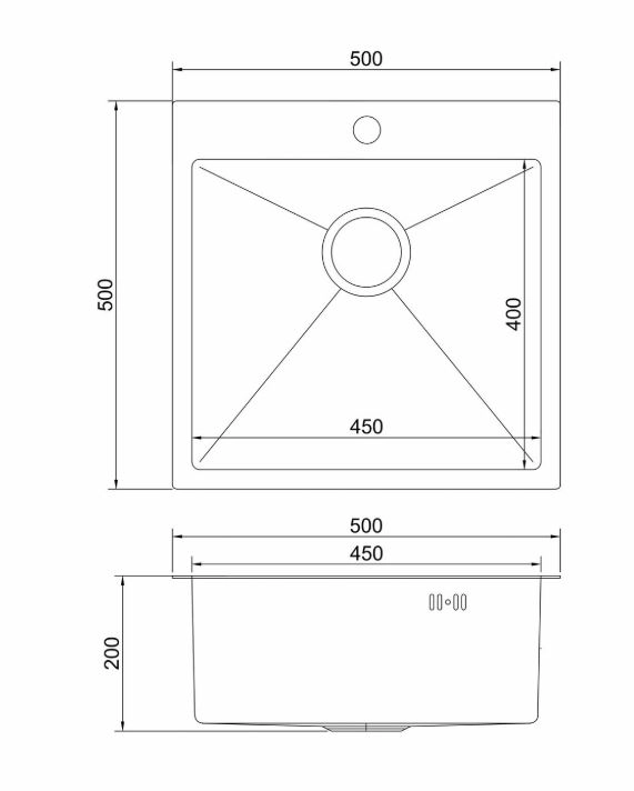 Мойка наст.монтаж Mixline Pro 50*50 вып 3 1/2 сиф. сатин НАНО декор-image-1