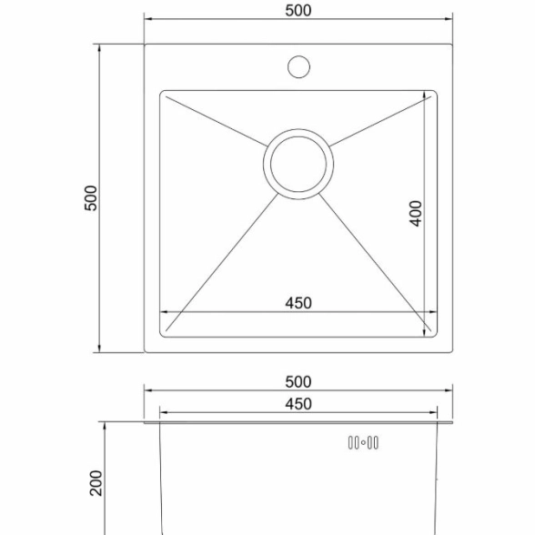 Мойка наст.монтаж Mixline Pro 50*50 вып 3 1/2 сиф. черн.графит НАНО декор-image-1