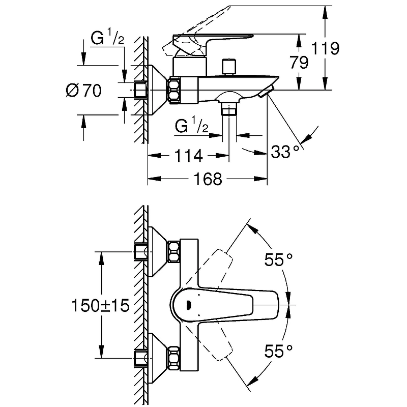 Смеситель д/в Grohe BauEdge 23604001 хром-image-4