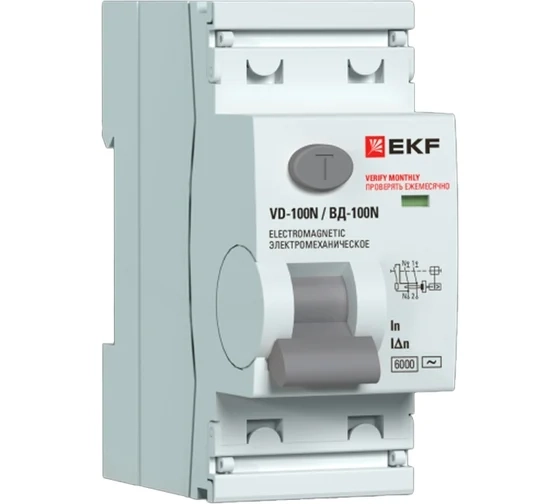 Диф.авт EKF PROxima ВД-100N 2Р 40А 30мА т.АC 6кА