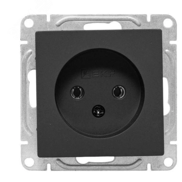 Механизм розетки Эпика EKF 1м 16А б/з б/шт черный
