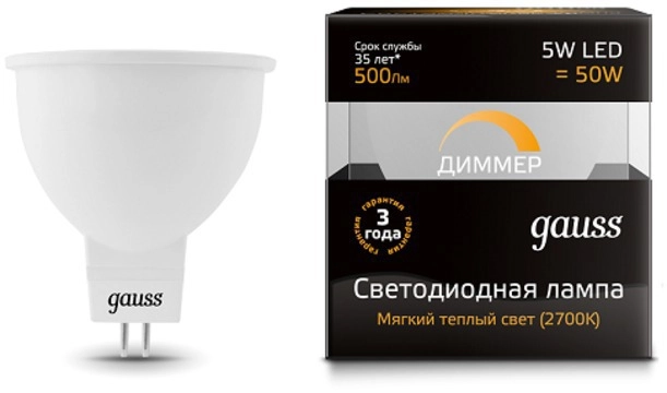 Лампа Gauss LED MR16 5W GU5.3 2700K
