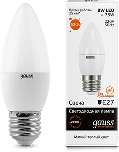 Лампа Gauss LED Elementary Candle 8W E27 2700K