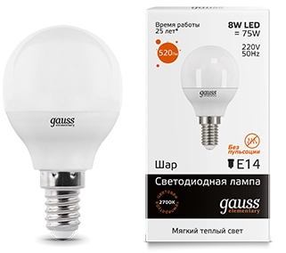 Лампа Gauss LED Elementary Globe 8W E14 2700К