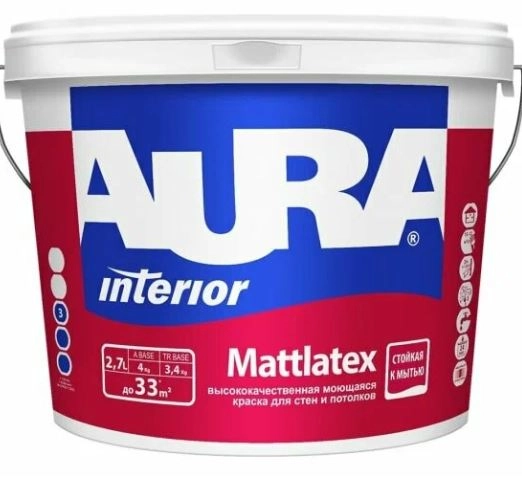 Краска AURA MATTLATEX моющаяся черный янтарь RAL9005 9л