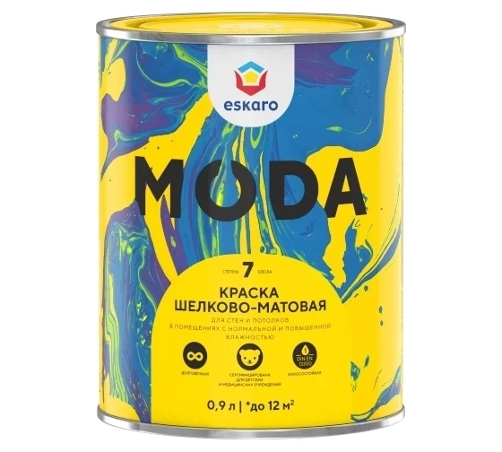 Краска в/д Eskaro MODA 7 мат. д/стен/потолков TR 0,9л