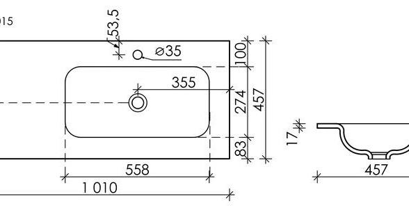 Умывальник Element CN7015 1010*457*137 чаша справа-image-1