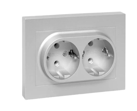 Механизм розетки Эпика EKF 2м 16А с/з б/шт с/р алюминий