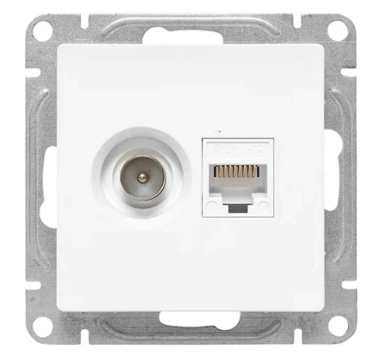 Механизм розетки Эпика EKF TV+RJ45 cat5 белый