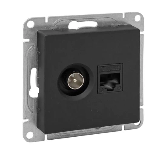 Механизм розетки Эпика EKF TV+RJ45 cat5 черный