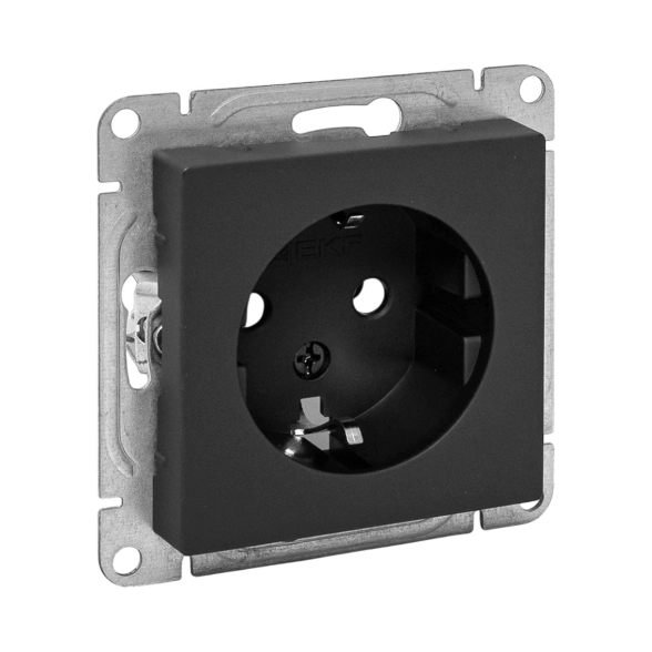 Механизм розетки Эпика EKF 1м 16А с/з б/шт черный