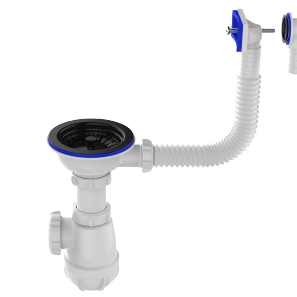 Сифон д/м Aquant 3 1/2х40 B0185-29-MR черная мет.решетка