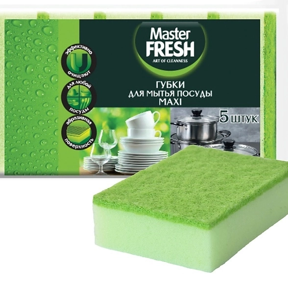 Губка д/посуды Master FRESH Maxi 5шт К0074