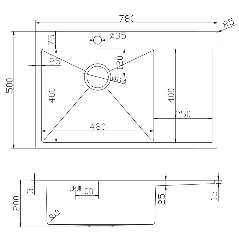 Мойка Mixline Pro 78х50 вып 3 1/2 черн.графит-image-2
