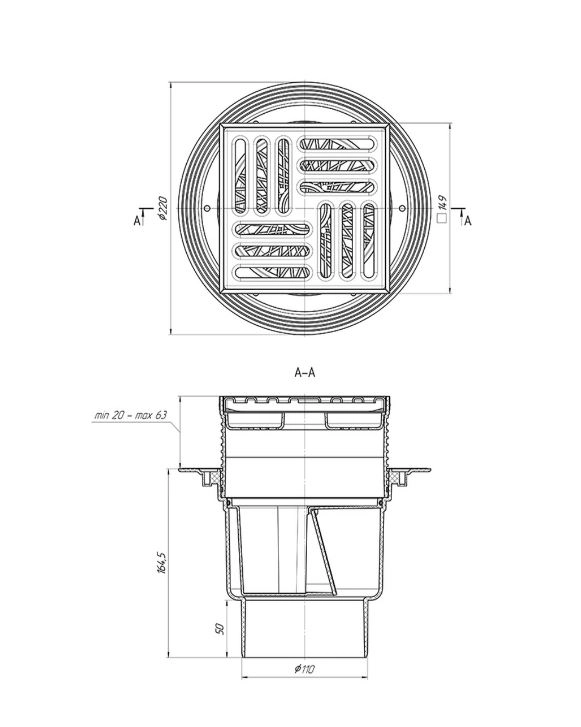 Трап Ани пласт TQ1712 верт.150*150 (ДМ)-image-1