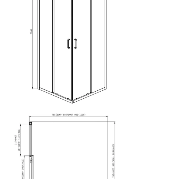 Душевой уголок Aquatek 100*200 AQ ARI KV 10020CH хром ст/пр-image-0
