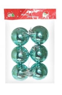 Шар Т173-7 6шт 6см (глянцевые)бирюзовые